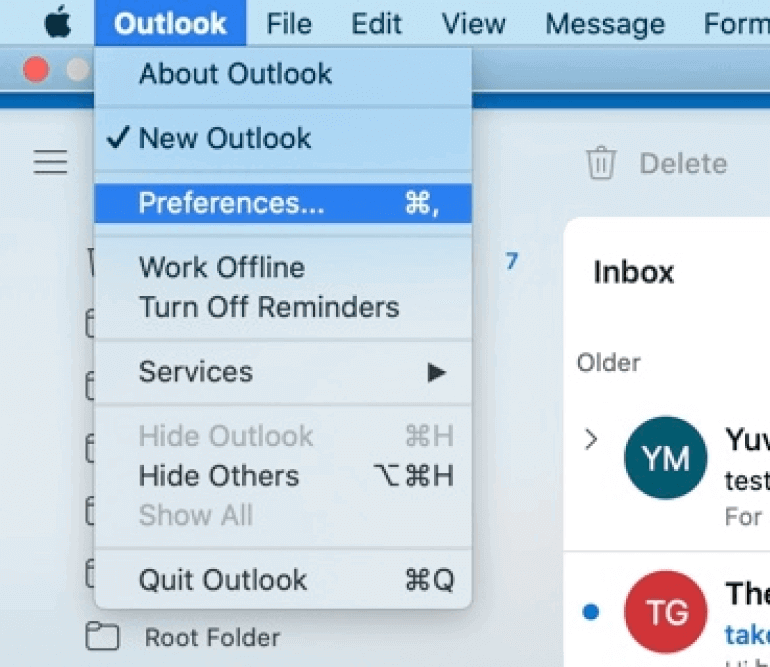 Outlook - Click preferences