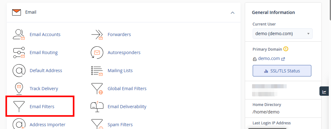 cpanel email filter