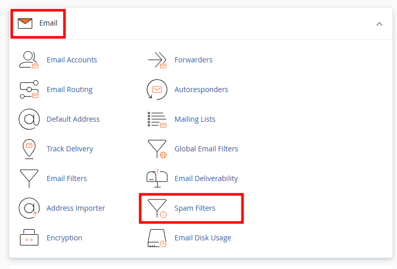 cpanel spam filters