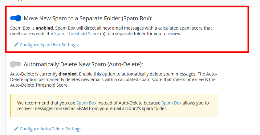 move emails to spam box