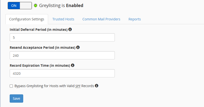 whm greylisting config setting