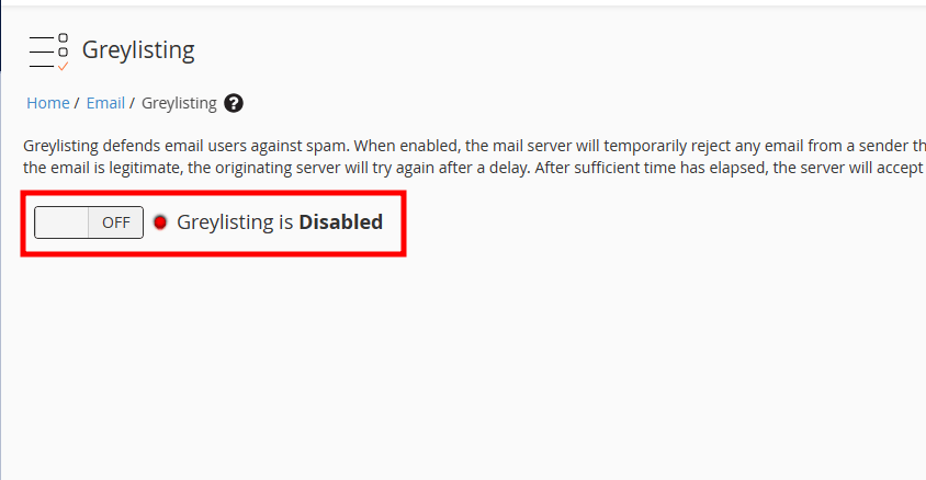 whm greylisting disabled