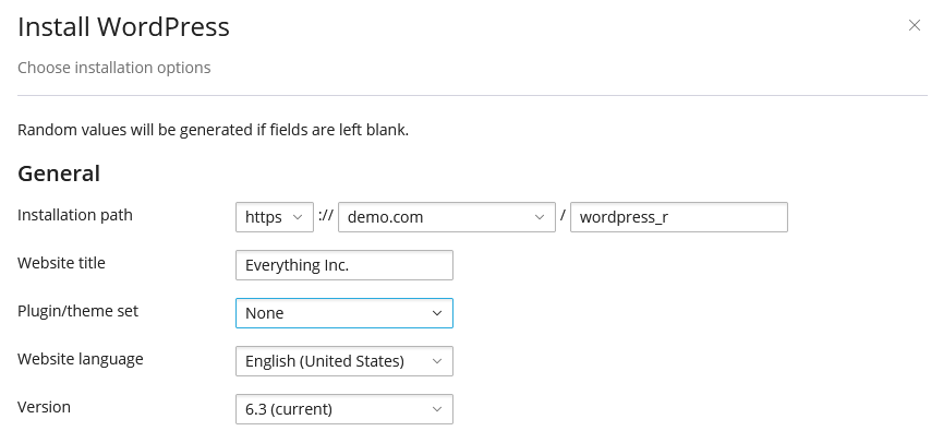 cpanel install wordpress fields