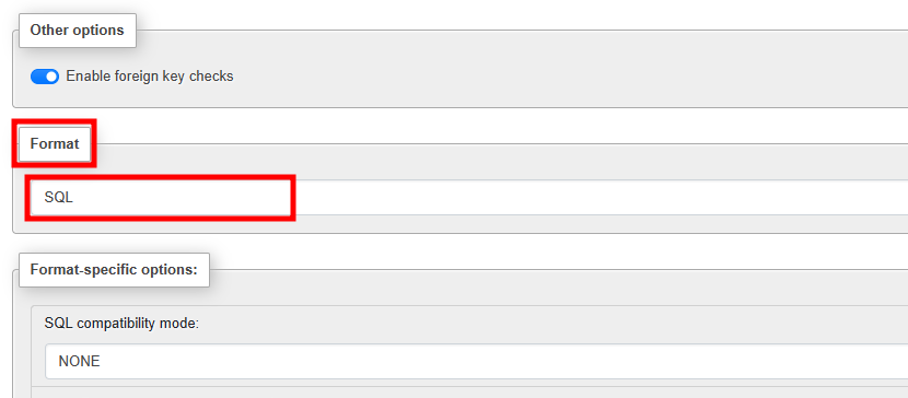 phpmyadmin format sql