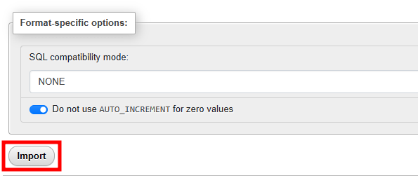 phpmyadmin import database