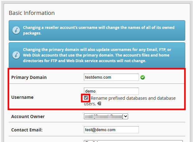 whm change domain name