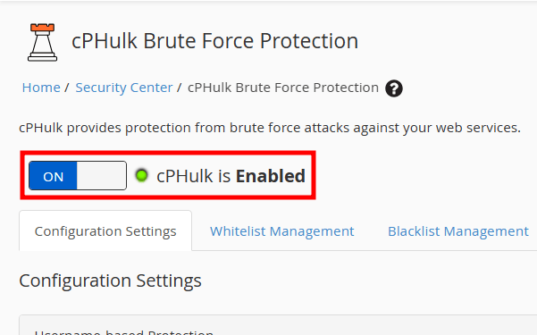 whm enable cphulk