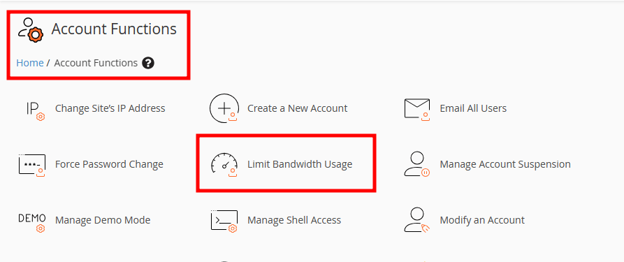 whm limit bandwidth usage