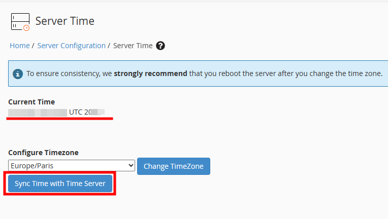 whm sync time zone