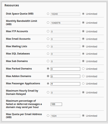 whm package resource