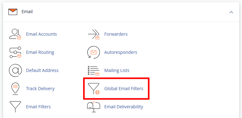 cpanel email global filters
