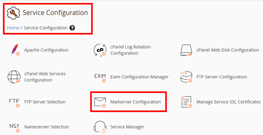 whm service config mailserver